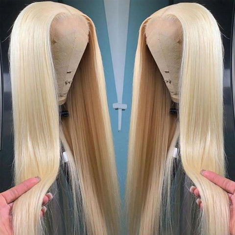 Image of MINGLON 613 Blonde Straight Human Hair 13x4 Lace Front Wigs