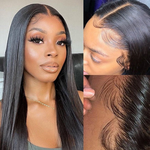 Image of Silkyin Straight Lace Front Wig Pre Plucked Human Hair Wigs