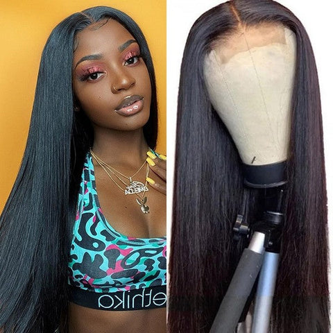 Image of Silkyin Straight Lace Front Wig Pre Plucked Human Hair Wigs