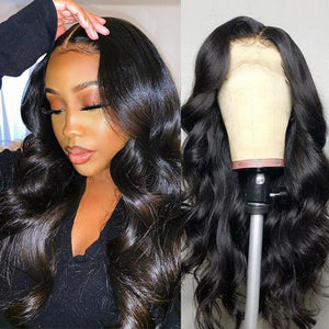 Silkyin Body Wave Hair Pre-plucked T Part Human Hair Wigs